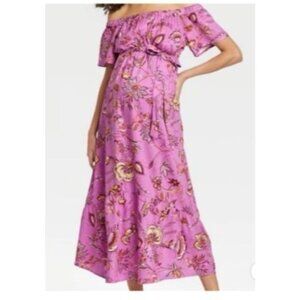Isabel Maternity By Ingrid & Isabel Purple Floral Maxi Dress XL  Rayon new